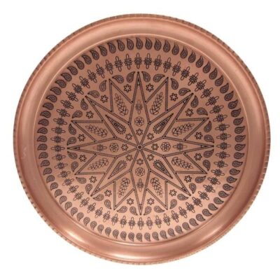 Persian Copper Serving Tray Traditionally Hammered Ashki