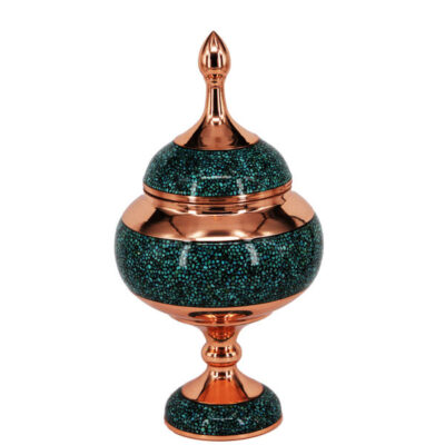 Handcrafted Persian Inlaid Turquoise Copper Sugar Bowl Ahmadi