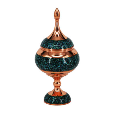 Handcrafted Persian Inlaid Turquoise Copper Sugar Bowl Vida