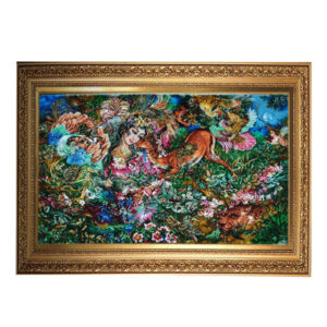 Hand-Knotted Persian Wall Hanging Rug from Tabriz Depicting Existence Miniature