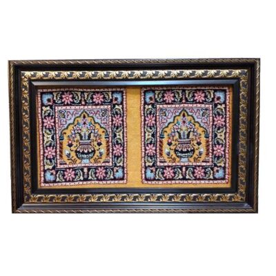 Hand-Knotted Persian Wall Hanging Rug from Tabriz Depicting Flower Pot