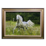 Hand-Knotted Persian Pictorial Rug from Tabriz Depicting Lawn Horse
