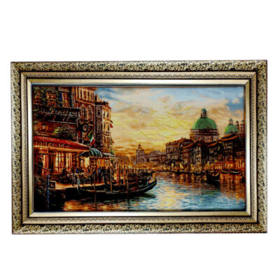 Hand-Knotted Persian Pictorial Rug from Tabriz Depicting Venice
