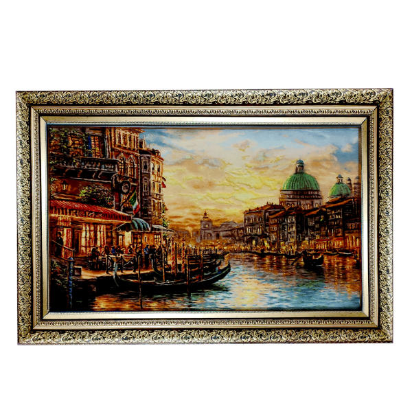 Hand-Knotted Persian Pictorial Rug from Tabriz Depicting Venice