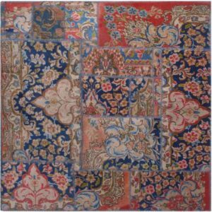 Persian Old Handwoven Wool Collage Rug Model Hami