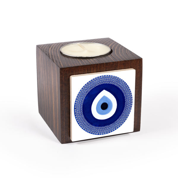Persian Wooden Cube Tealight Holder Cheshm Zakhm (2X)