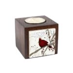 Persian Wooden Cube Tealight Holder Red Bird (2X)