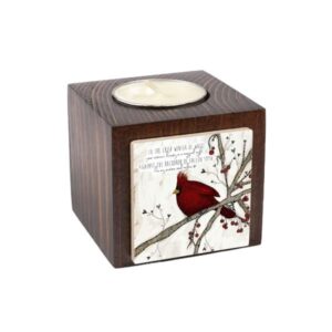 Persian Wooden Cube Tealight Holder Red Bird (2X)
