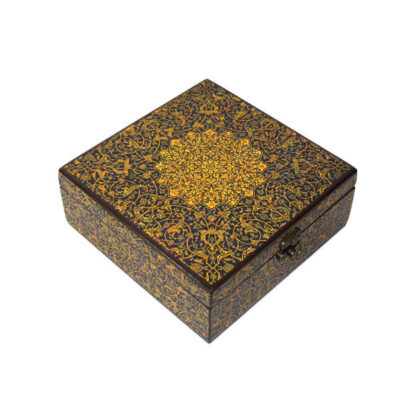 Persian Wooden Tea Bag Organizer Box with Chests Golden