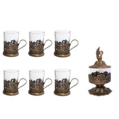 Set of 7 Persian Bronze Tea Service Set
