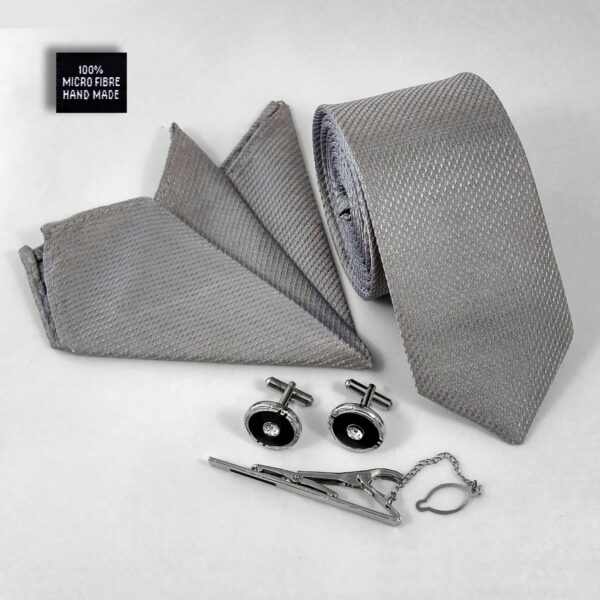 Set of Tie Handkerchiefs & Cufflinks Model Gray