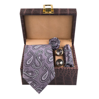 Men’s Tie, Handkerchief & Cufflinks Neckwear Set – Luxurious Hooman