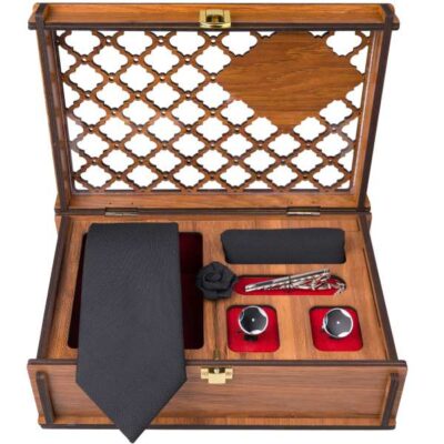 Men’s Tie, Handkerchief & Cufflinks Neckwear Set – Luxurious Kabir