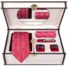 Men's Tie, Handkerchief & Cufflinks Neckwear Set - Luxurious Pinki