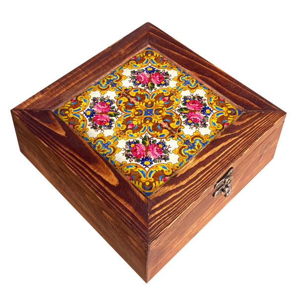 Persian Wooden Tea Bag Organizer Box with Chests Bita