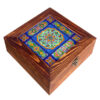 Persian Wooden Tea Bag Organizer Box with Chests Blue Design