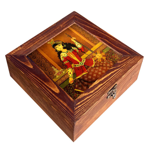 Persian Wooden Tea Bag Organizer Box with Chests Celine