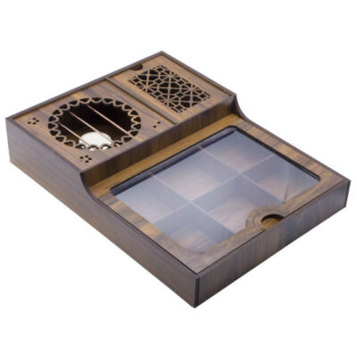 Wooden Tea Bag Organizer Box with Warmer Nescafe