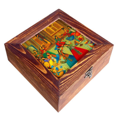 Persian Wooden Tea Bag Organizer Box with Chests Queens