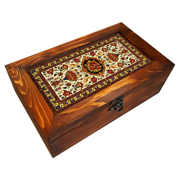 Persian Wooden Tea Bag Organizer Box with Chests Soren II