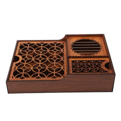 Wooden Tea Bag Organizer Box with Warmer Tabasom