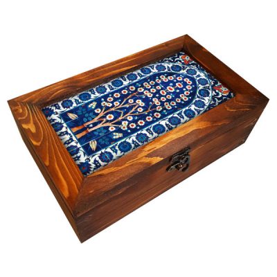 Persian Wooden Tea Bag Organizer Box with Chests Tree