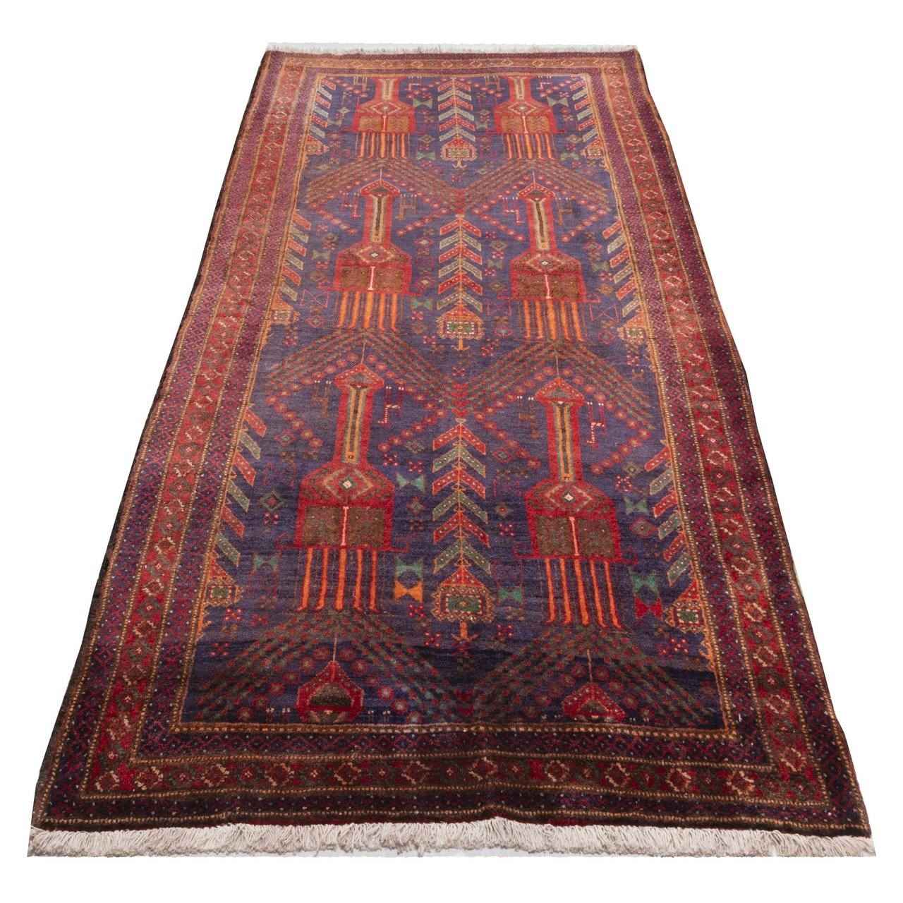 Vintage Hand-Knotted Persian Runner Carpet Model Baluchi