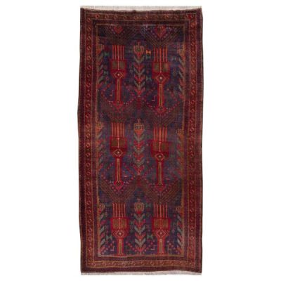 Vintage Hand-Knotted Persian Runner Carpet Model Baluchi