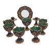 Elegant Pottery Haft-sin Minakari Set for Nowruz Persian New Year Green