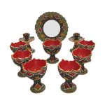 Elegant Pottery Haft-sin Minakari Set for Nowruz Persian New Year Red