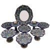Elegant Pottery Haft-sin Minakari Set for Nowruz Persian New Year Dark Blue