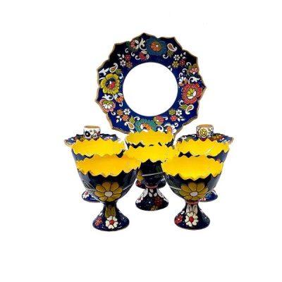 Elegant Pottery Haft-sin Minakari Set for Nowruz Persian New Year Niloufar