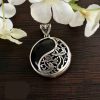 Persian Engraved Silver Pendant with Aventurine Gemstone