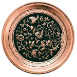 Decorative Copper Tray Hand-Engraved with Persian Artisanal Flower
