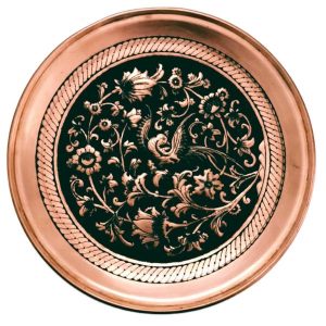 Engraved Iranian Copper Tray Model Flower