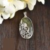 Persian Engraved Silver Pendant with Labradorite Gemstone