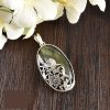 Persian Engraved Silver Pendant with Labradorite Gemstone