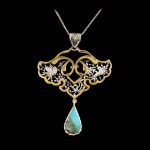 Persian Engraved Silver Pendant with Turquoise Gemstone