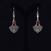 Persian Engraved Silver Earrings with Synthetic Gemstone