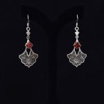 Persian Engraved Silver Earrings with Synthetic Gemstone