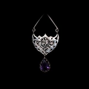 Engraved Special Amethyst Earrings In 925 Sterling Silver