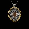 Persian Engraved Silver Pendant with Agate Gemstone