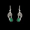Persian Engraved Silver Earrings with Synthetic Gemstone