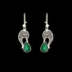 Persian Engraved Silver Earrings with Synthetic Gemstone
