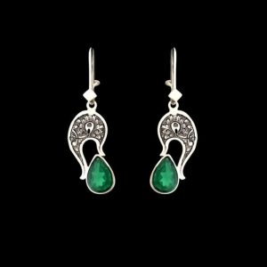 Engraved synthetic Earrings In 925 Sterling Silver