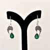 Persian Engraved Silver Earrings with Synthetic Gemstone