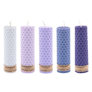 Set of 5 Beeswax Pillar Candles Model Blue (2x)