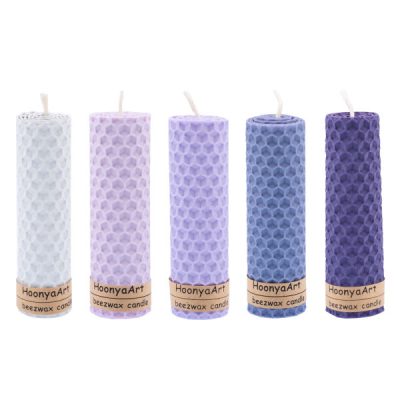 Set of 5 Beeswax Pillar Candles Model Blue (2x)