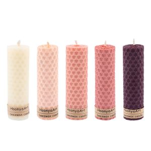 Set of 5 Beeswax Pillar Candles Model Pink (2x)