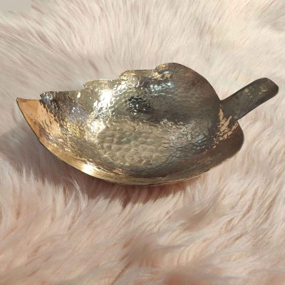 Copper Serving Bowl Suitable for Fruits and Sweets Hammered Leaf
